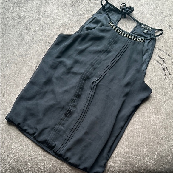 Express Black Tank Top with Braided Trim - Picture 1 of 3